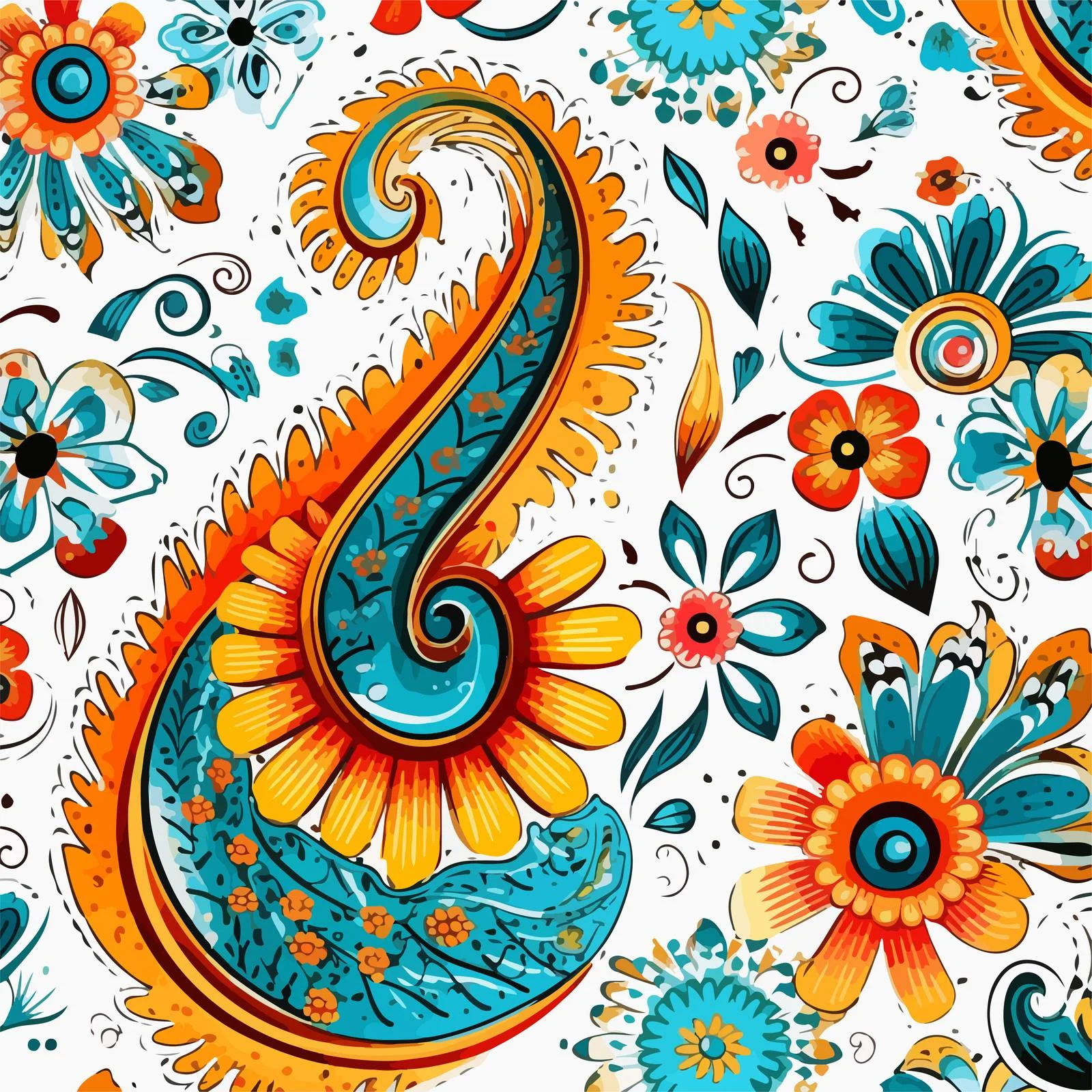 Exquisite Oriental Paisley Seamless Design — free download from Dotvec