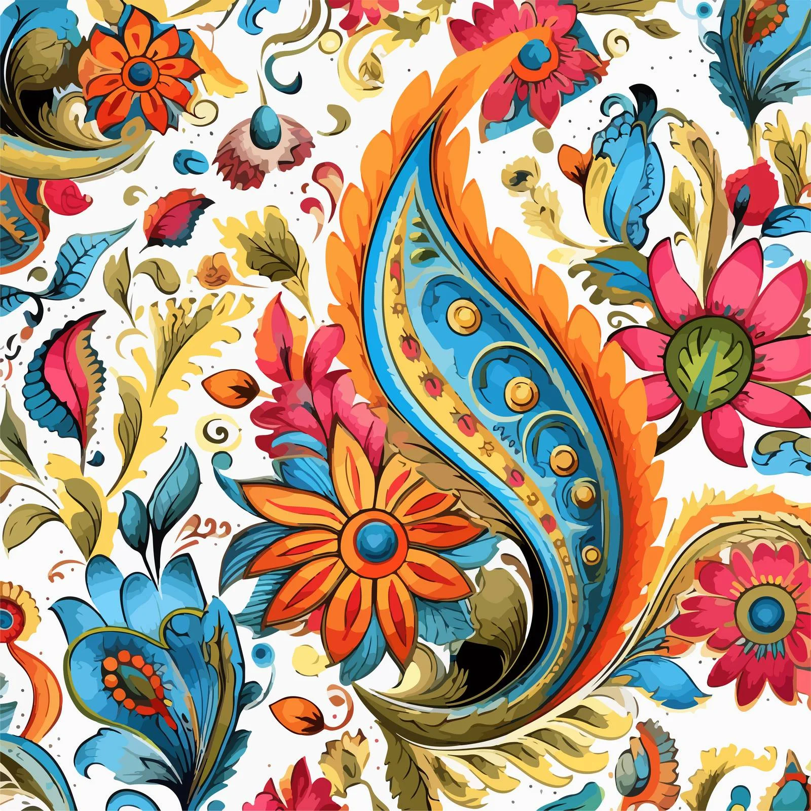 Exquisite Oriental Paisley Seamless Pattern — free download from Dotvec