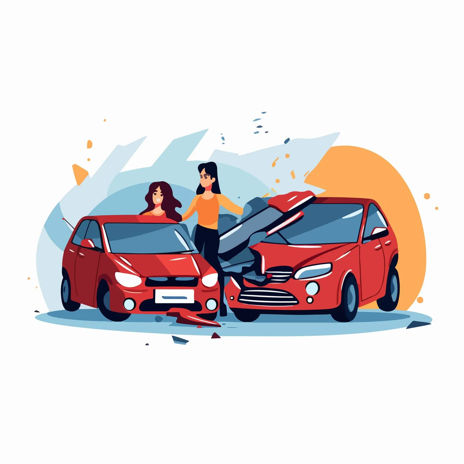 Vehicular Collision Scene Isolated Image — free download from Dotvec