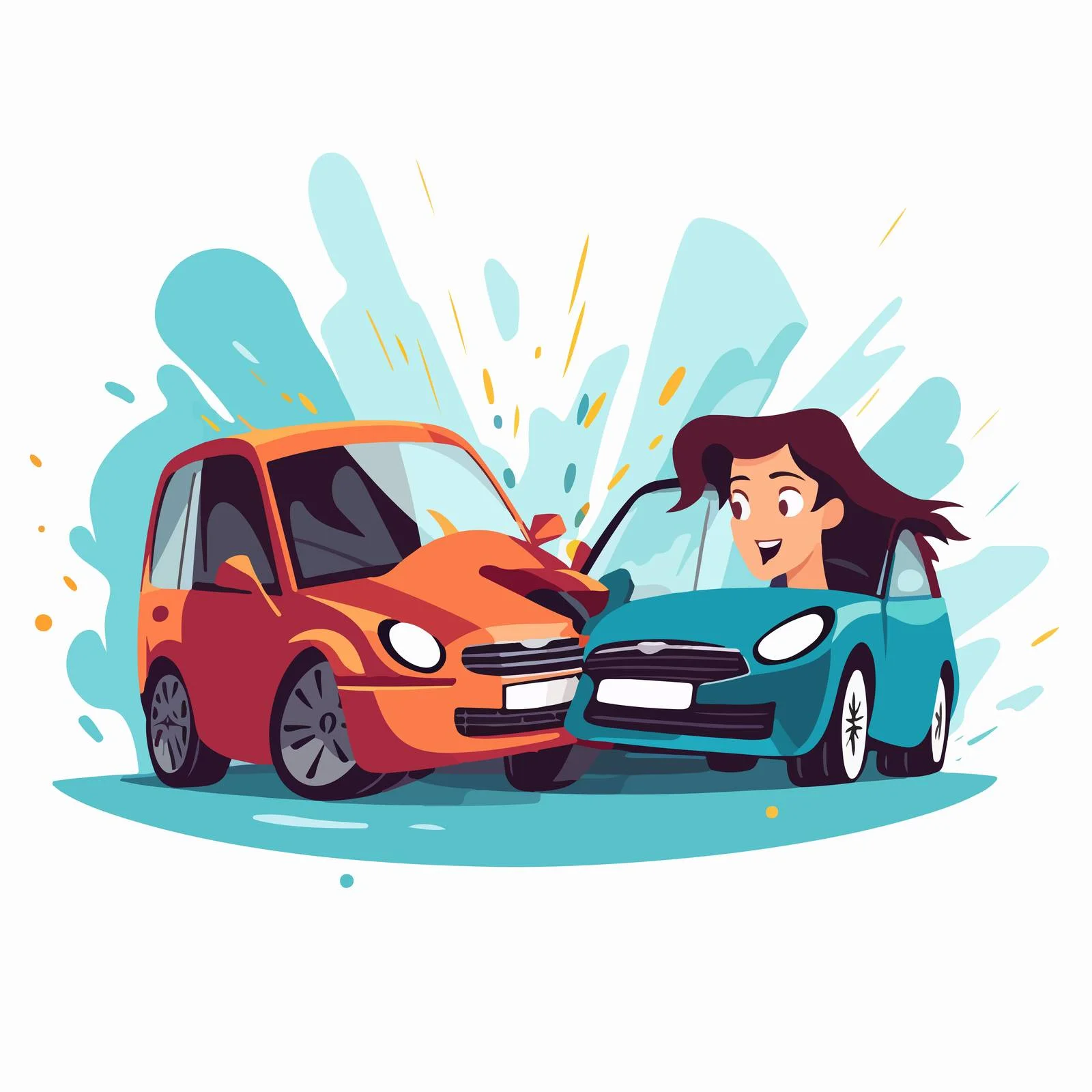 Vehicle collision scene isolated on white — free download from Dotvec