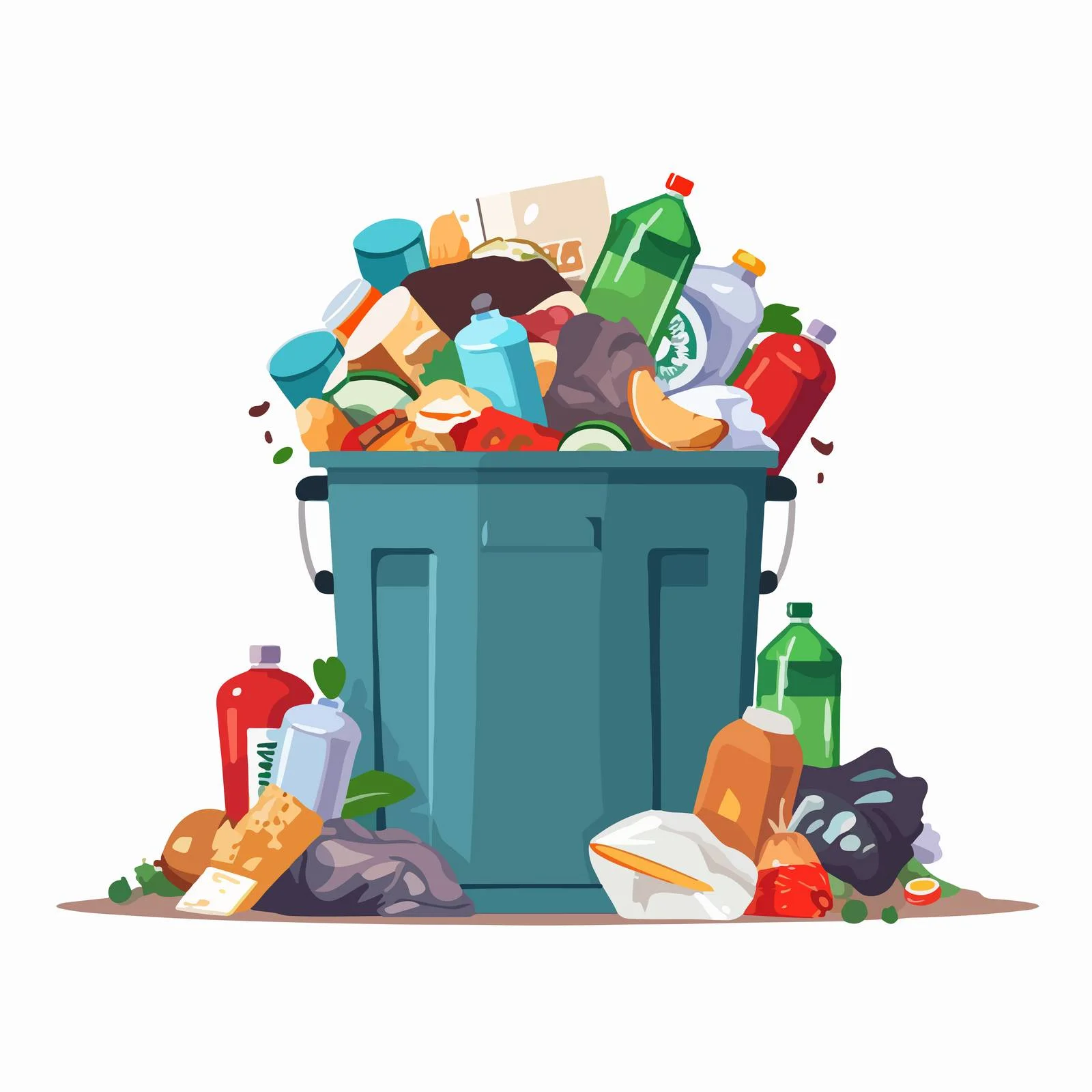 Overflowing trash can next to dumpster — free download from Dotvec