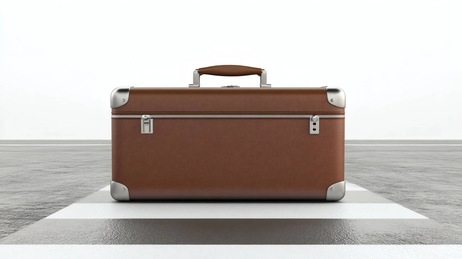 Elegant Brown Suitcase on Airport Runway — free download from Dotvec