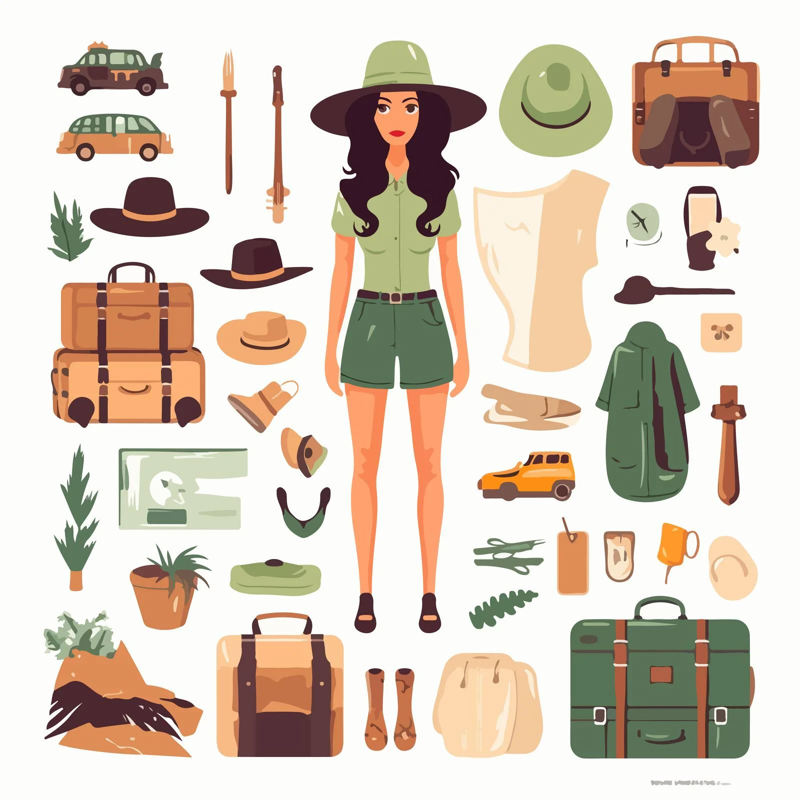 Create Your Own Traveler Girl Kit — free download from Dotvec