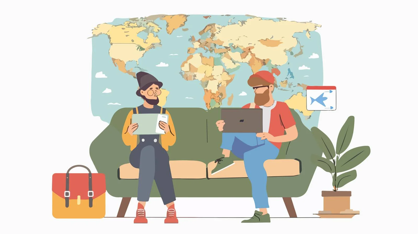 Travelers Planning Trips Over Coffee — free download from Dotvec