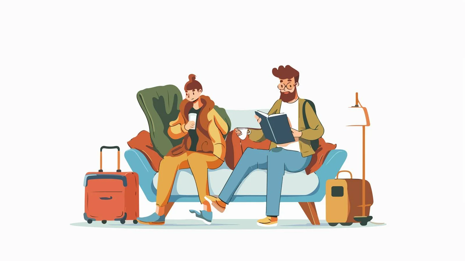 Travel Planning Coffee Break on Sofa — free download from Dotvec