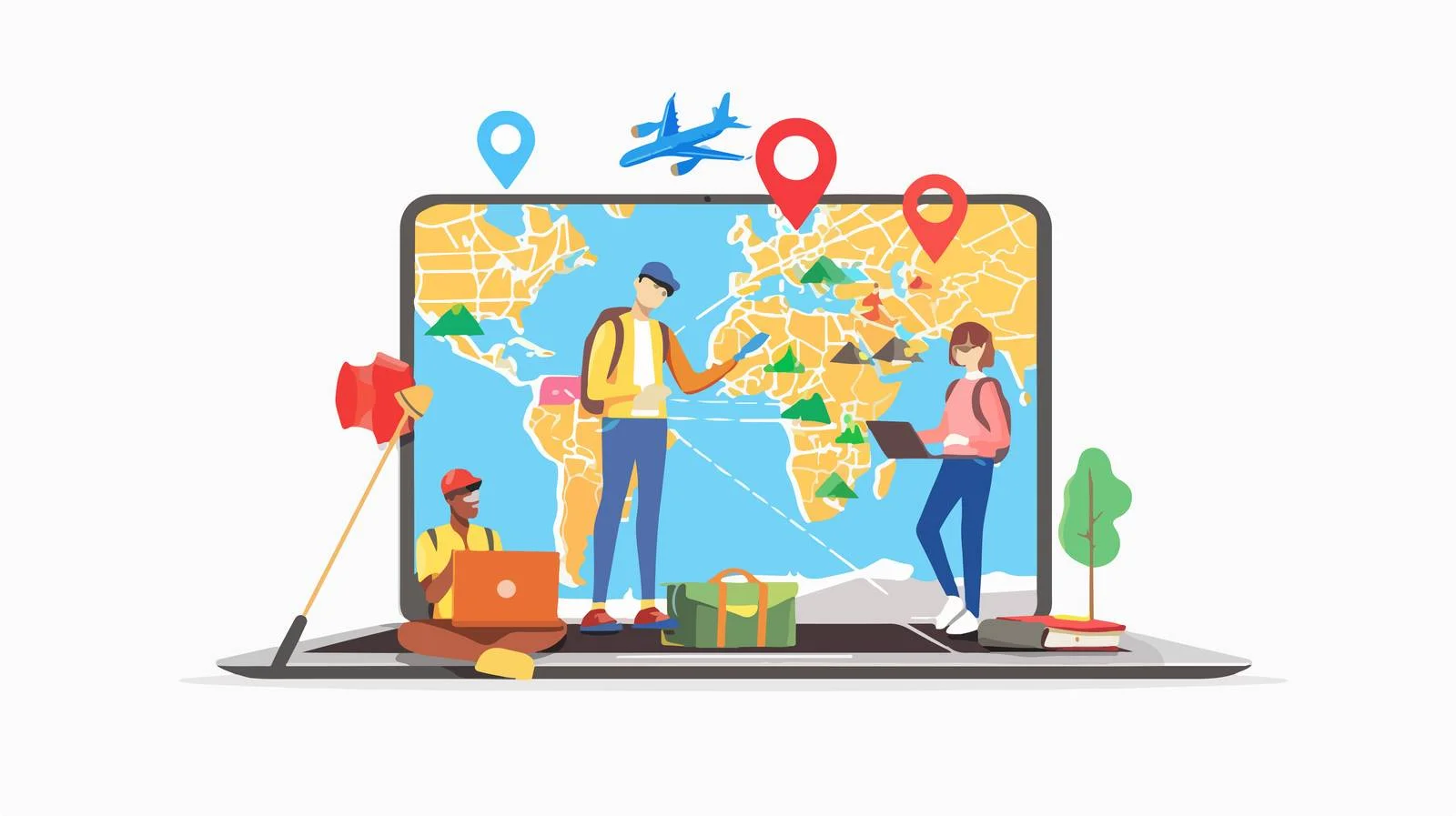 Travel Planning with Laptop — free download from Dotvec