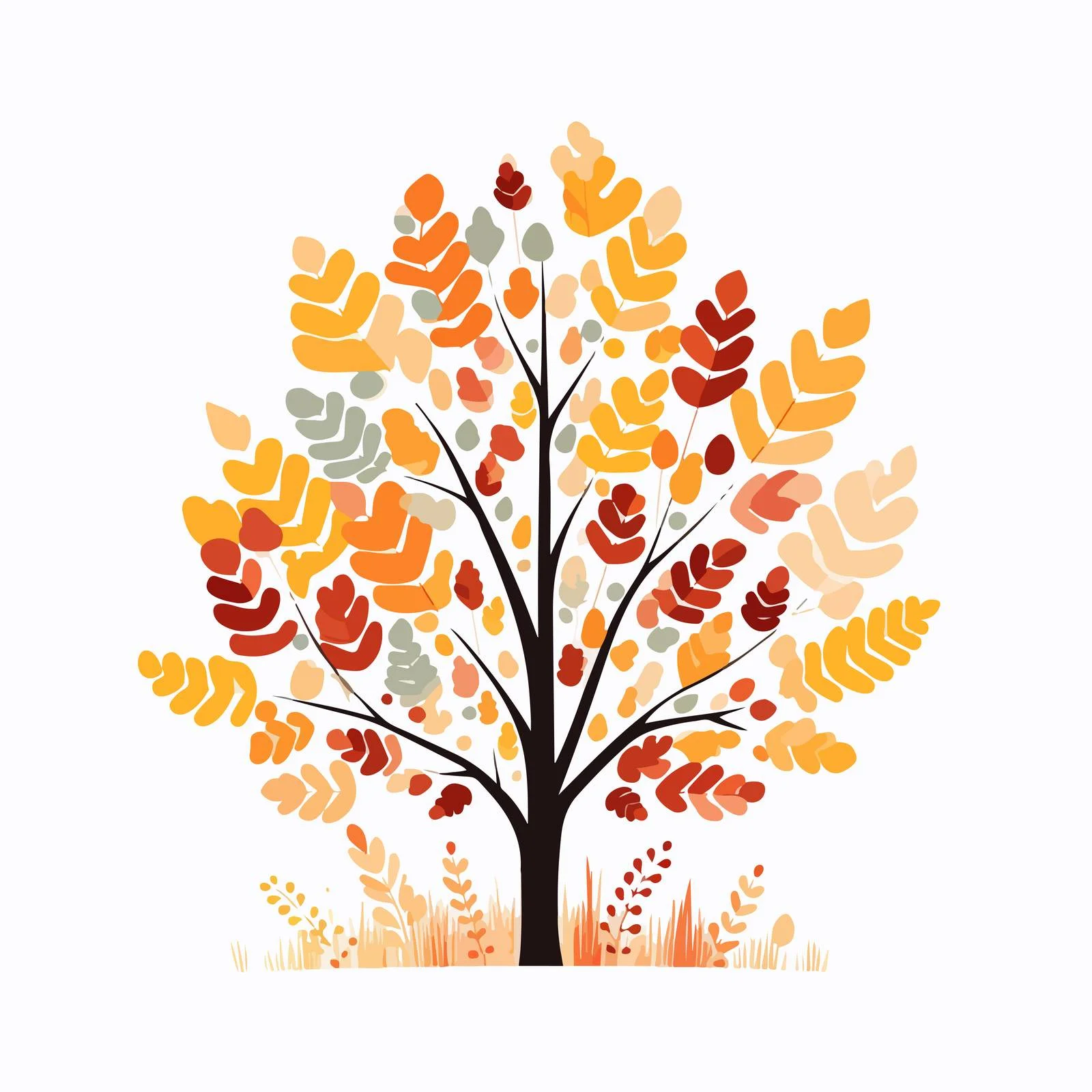 Autumn Forest Tree with Foliage Crown — free download from Dotvec