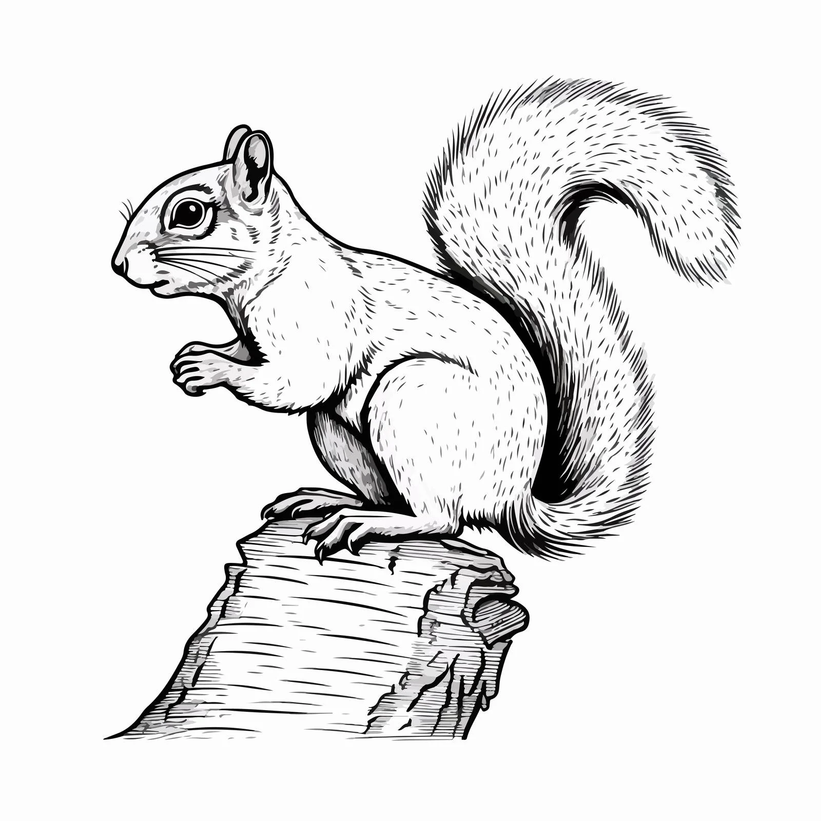 Detailed Tree Squirrel Sketch on White Background — free download from Dotvec