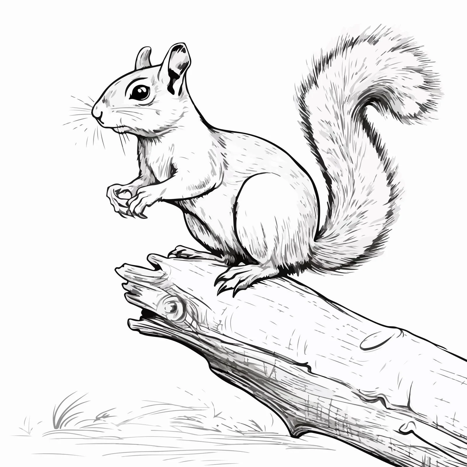 Detailed Tree Squirrel Sketch on White — free download from Dotvec