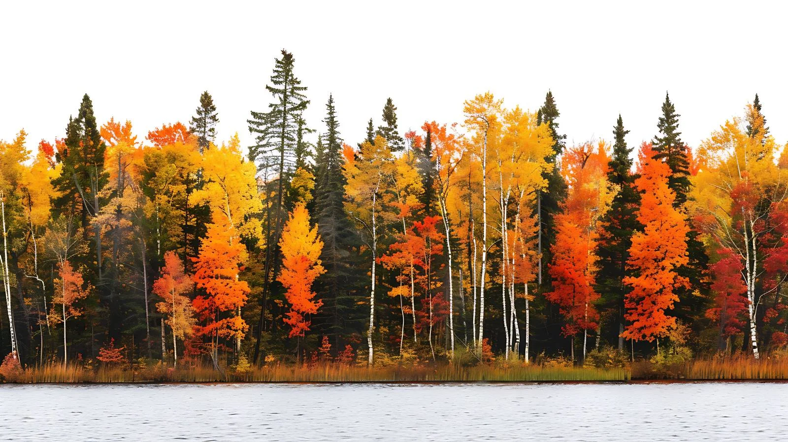 Vibrant Autumn Trees by Blue Northern Lake — free download from Dotvec