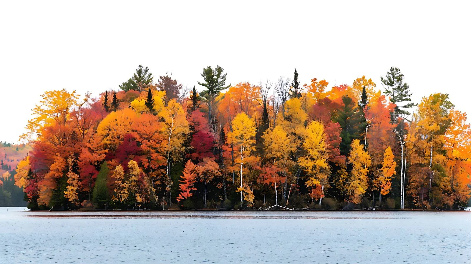 Vibrant Autumn Trees Reflecting on Blue Lake — free download from Dotvec