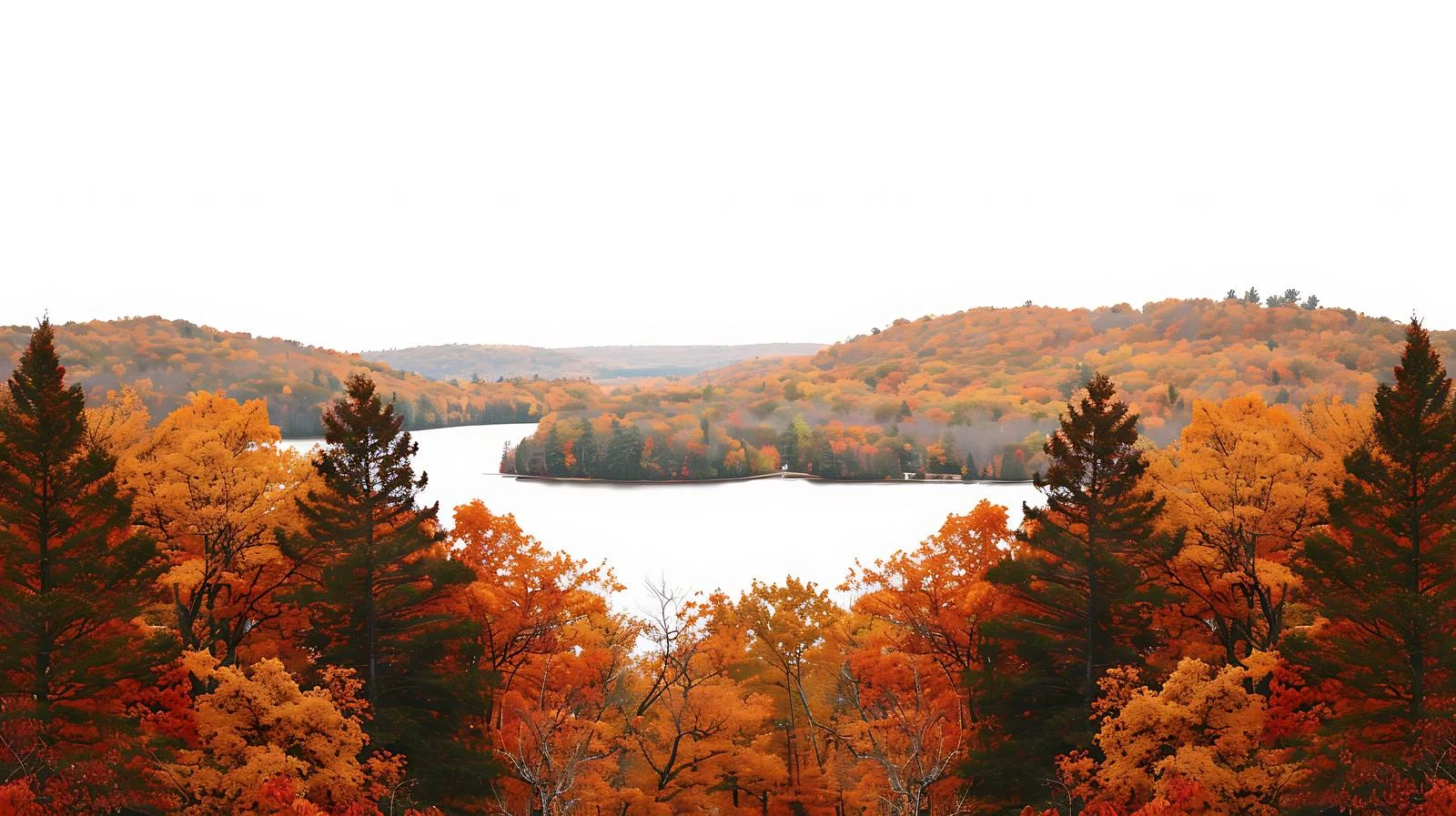 Autumn Trees, Hills, Lake Serenity View — free download from Dotvec