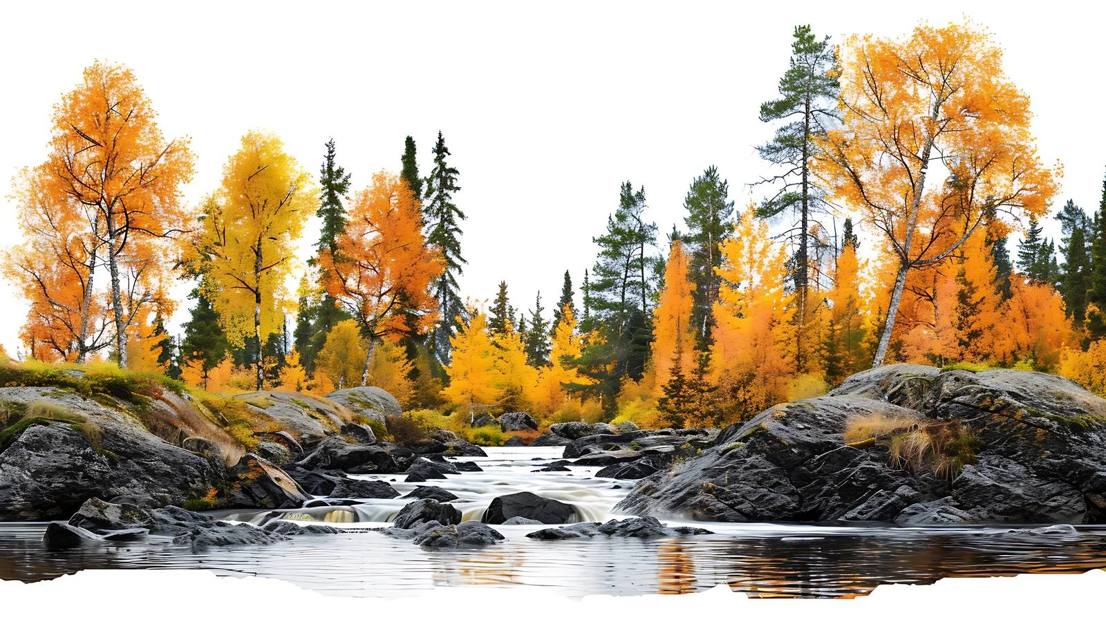 Vibrant Autumn Trees Along Serene Riverbank — free download from Dotvec