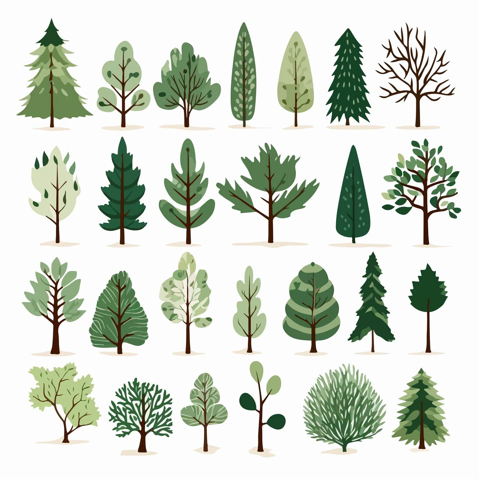 Contemporary Forest Plants Artwork with Trees — free download from Dotvec