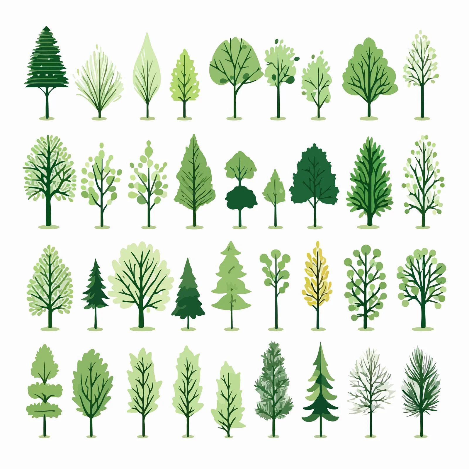 Modern Abstract Trees Collection in Urban Style — free download from Dotvec