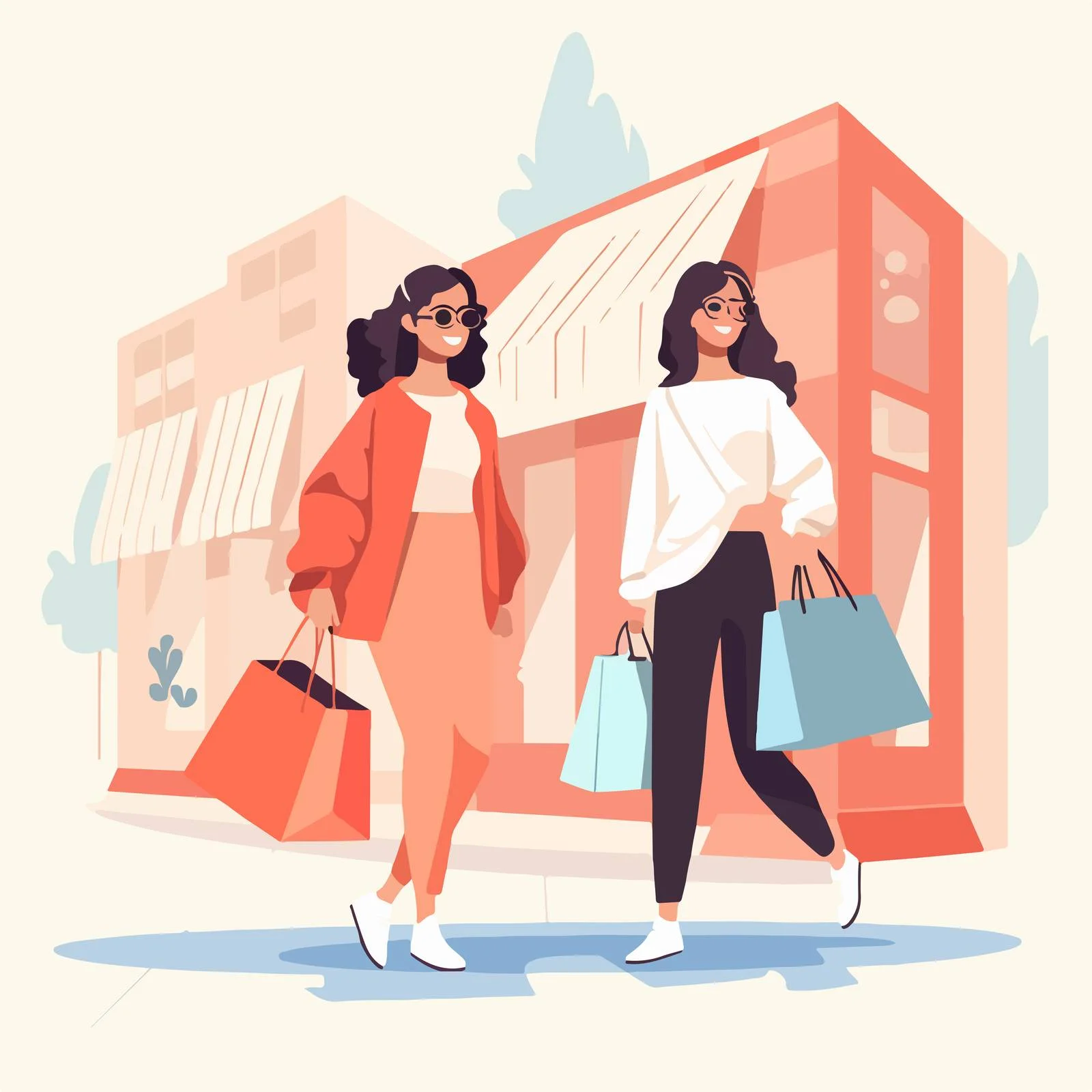Fashionable girls shopping in modern city — free download from Dotvec