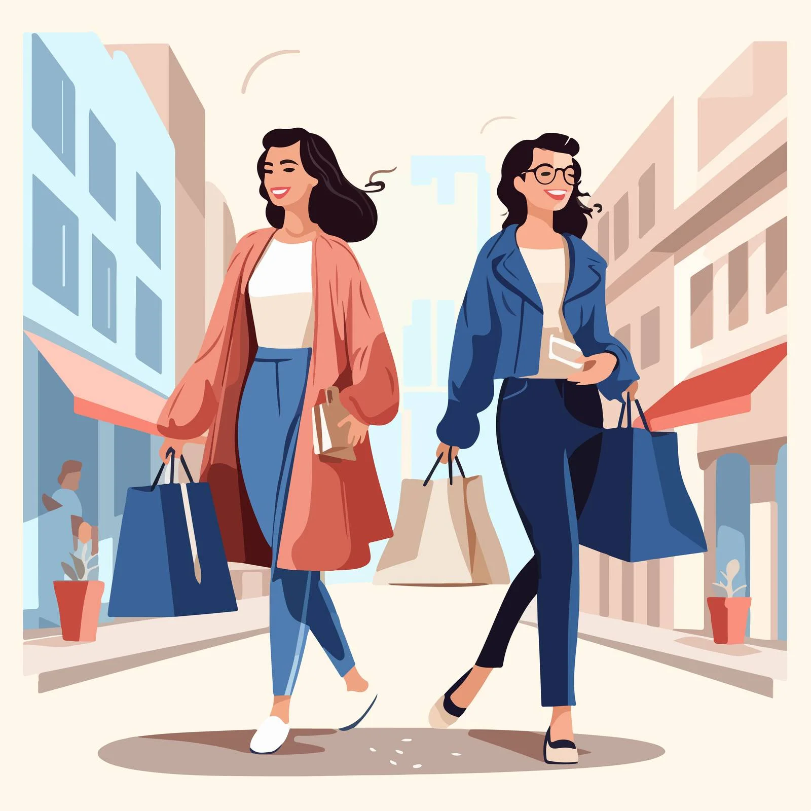 Fashionable women shopping in a group — free download from Dotvec