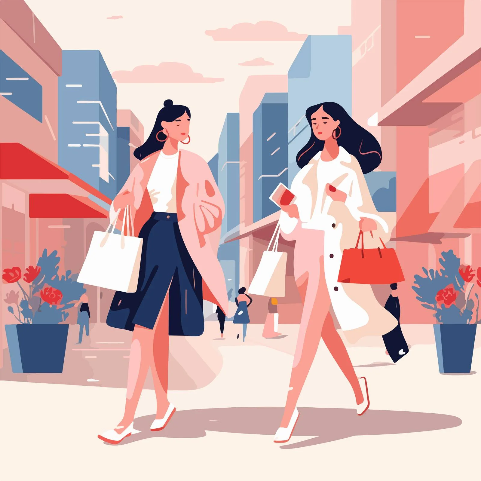 Fashionable women shopping spree in style — free download from Dotvec