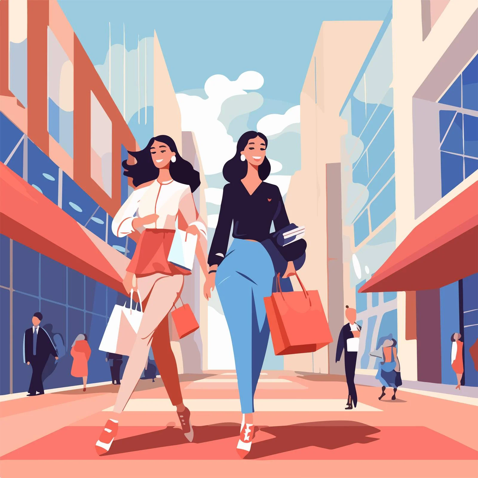 Stylish Ladies Shopping in Modern Fashion — free download from Dotvec