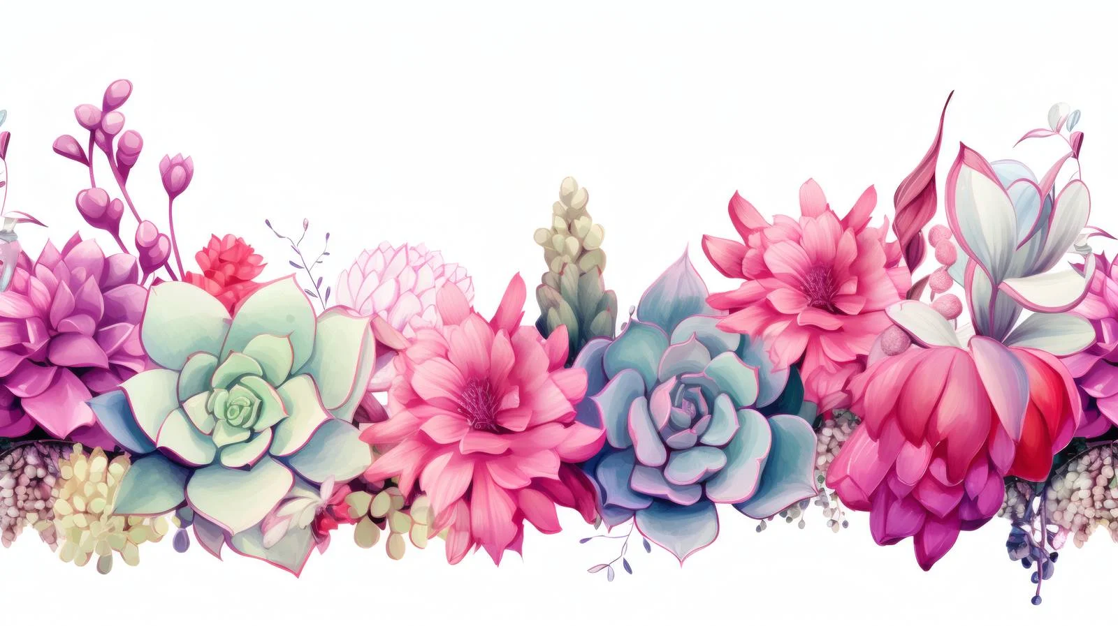 Stylish Succulent Cactus Pattern on White — free download from Dotvec