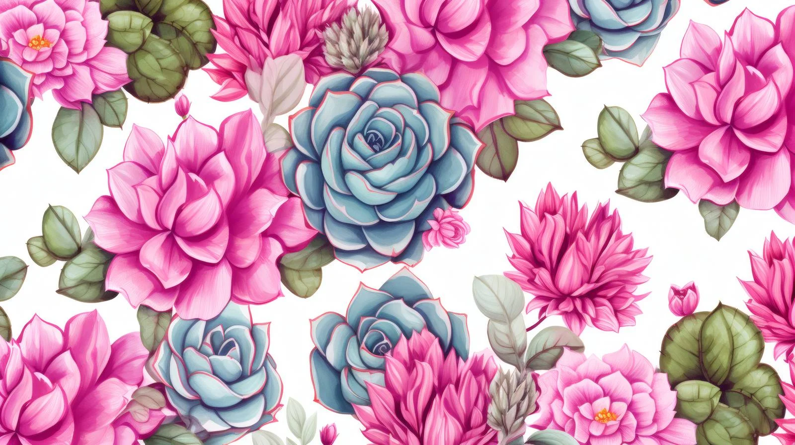 Chic Cactus Pattern on White Background — free download from Dotvec