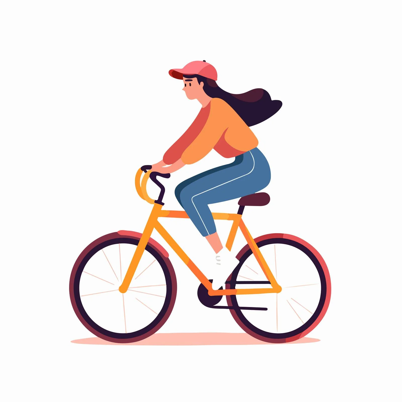 Fashionable Female Cyclist Vector Artwork — free download from Dotvec