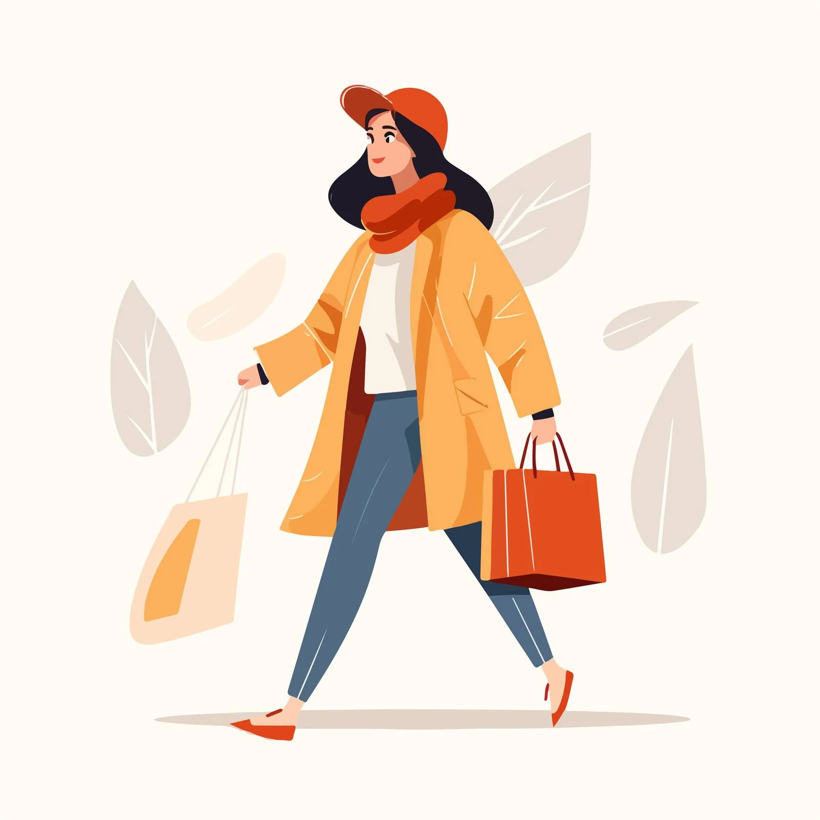 Stylish lady with scarf carrying bags outdoors — free download from Dotvec
