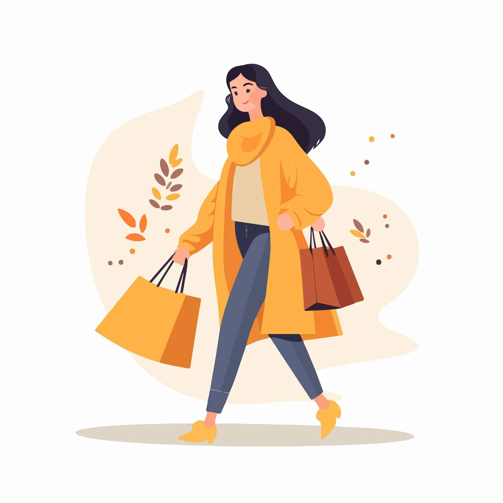Fashionable lady with bags strolling outdoors — free download from Dotvec