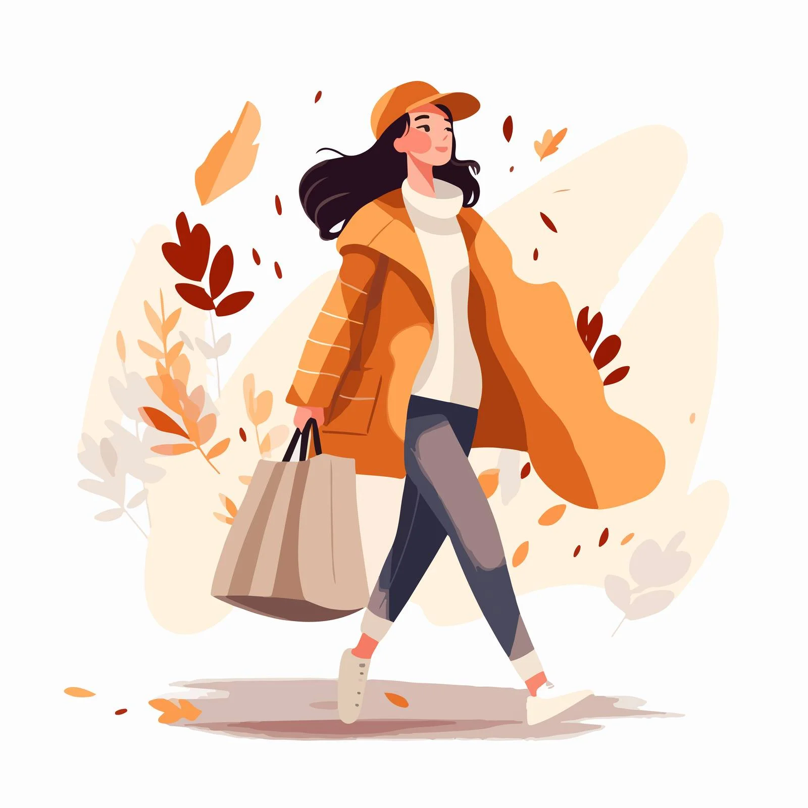 Fashionable Woman with Bags Walking Outdoors — free download from Dotvec