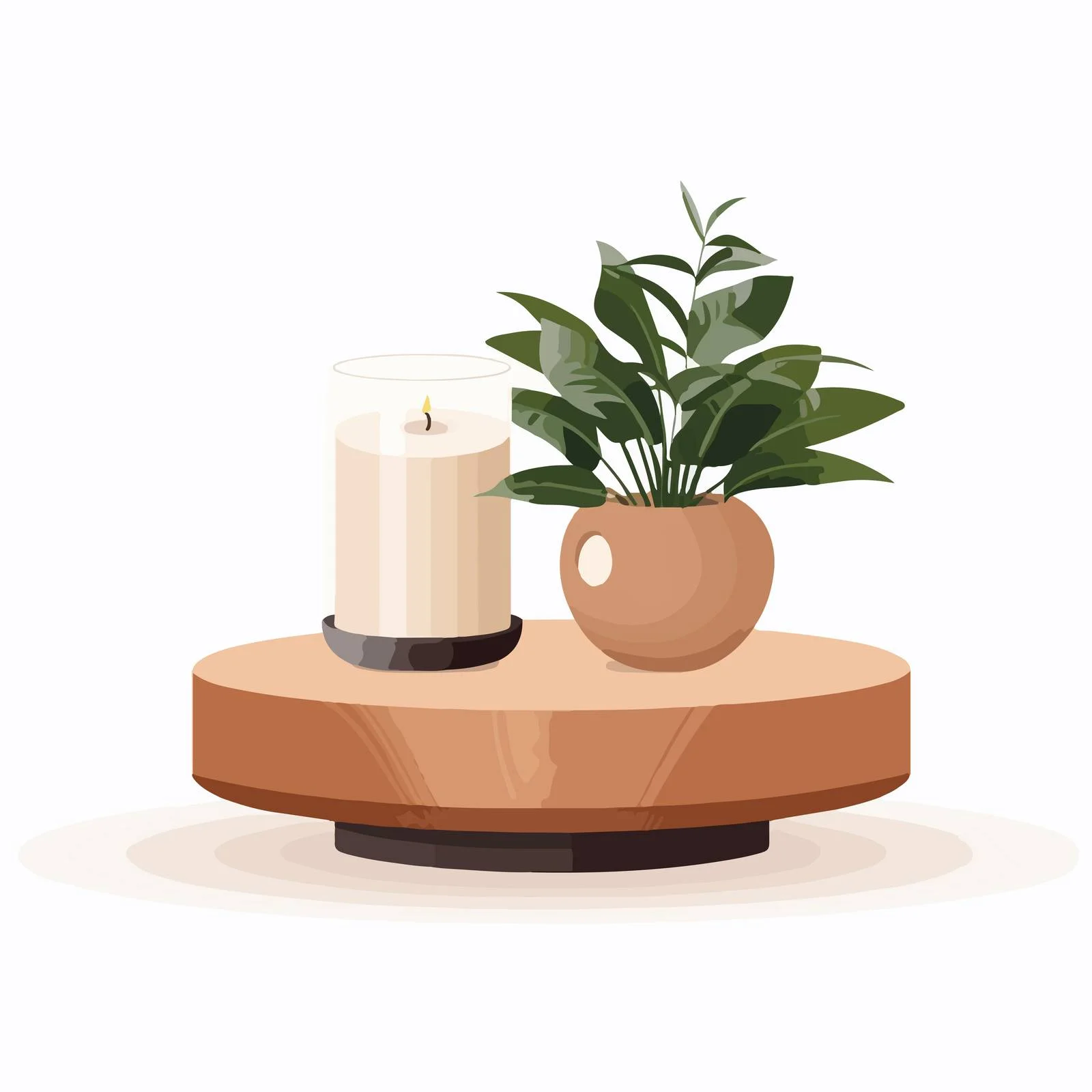 Chic Drum Coffee Table with Potted Plant — free download from Dotvec
