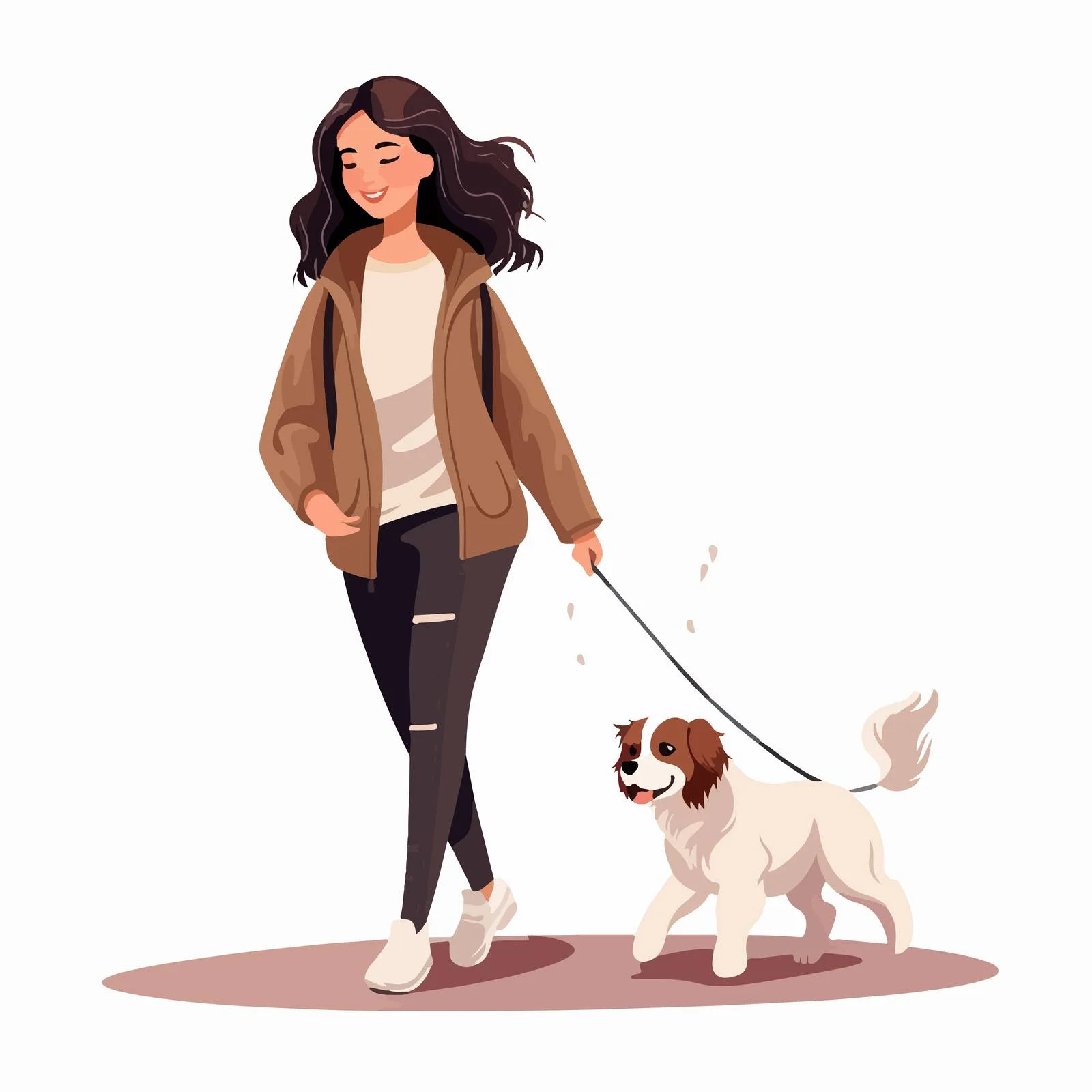 Stylish young lady walking her pet companion — free download from Dotvec