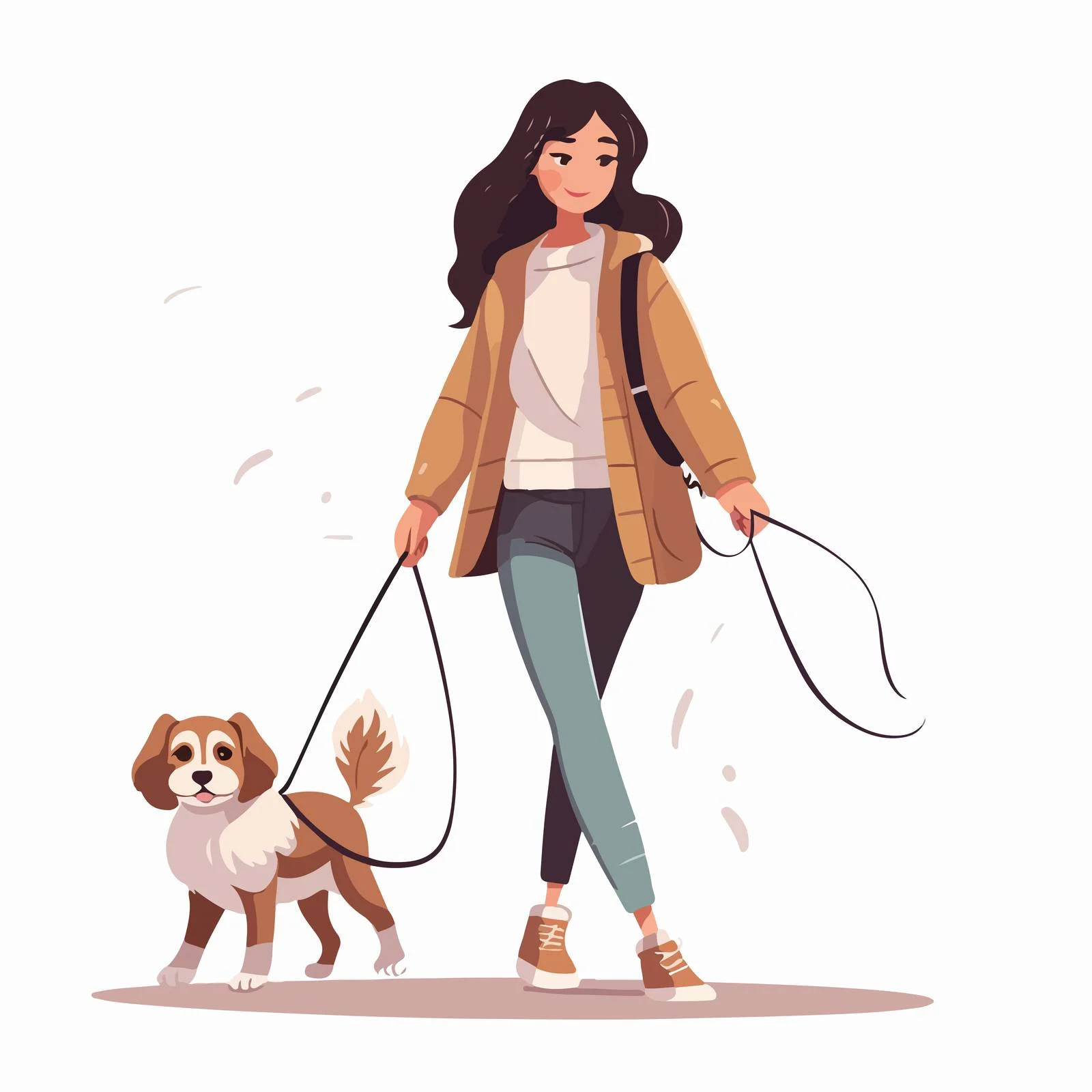 Fashionable woman walking her dog — free download from Dotvec