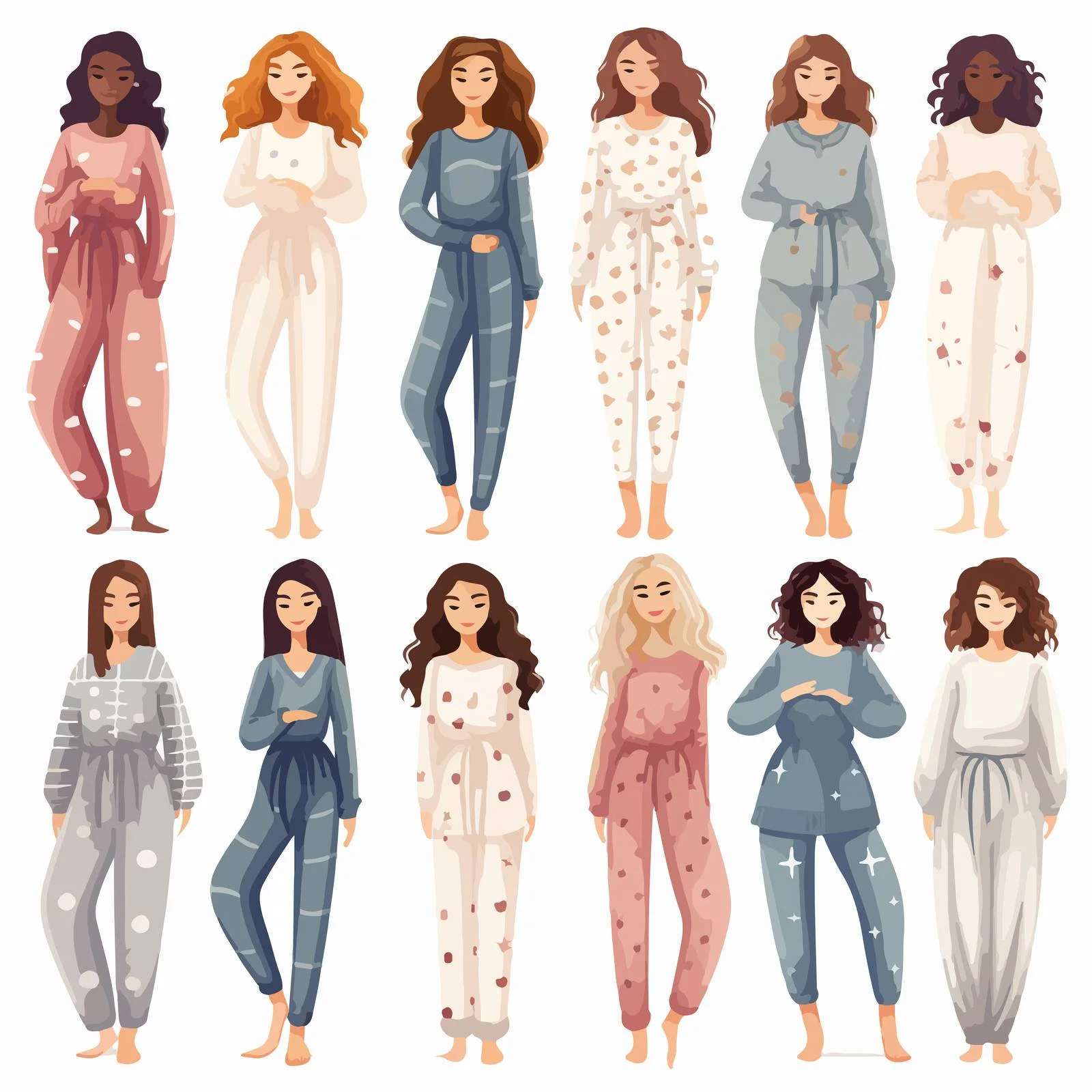 Chic Young Women in Home Attire Set — free download from Dotvec