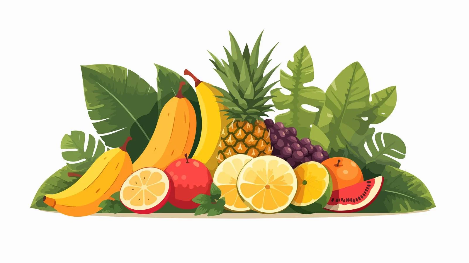 Tropical Fruits Cartoon Vector Illustration — free download from Dotvec