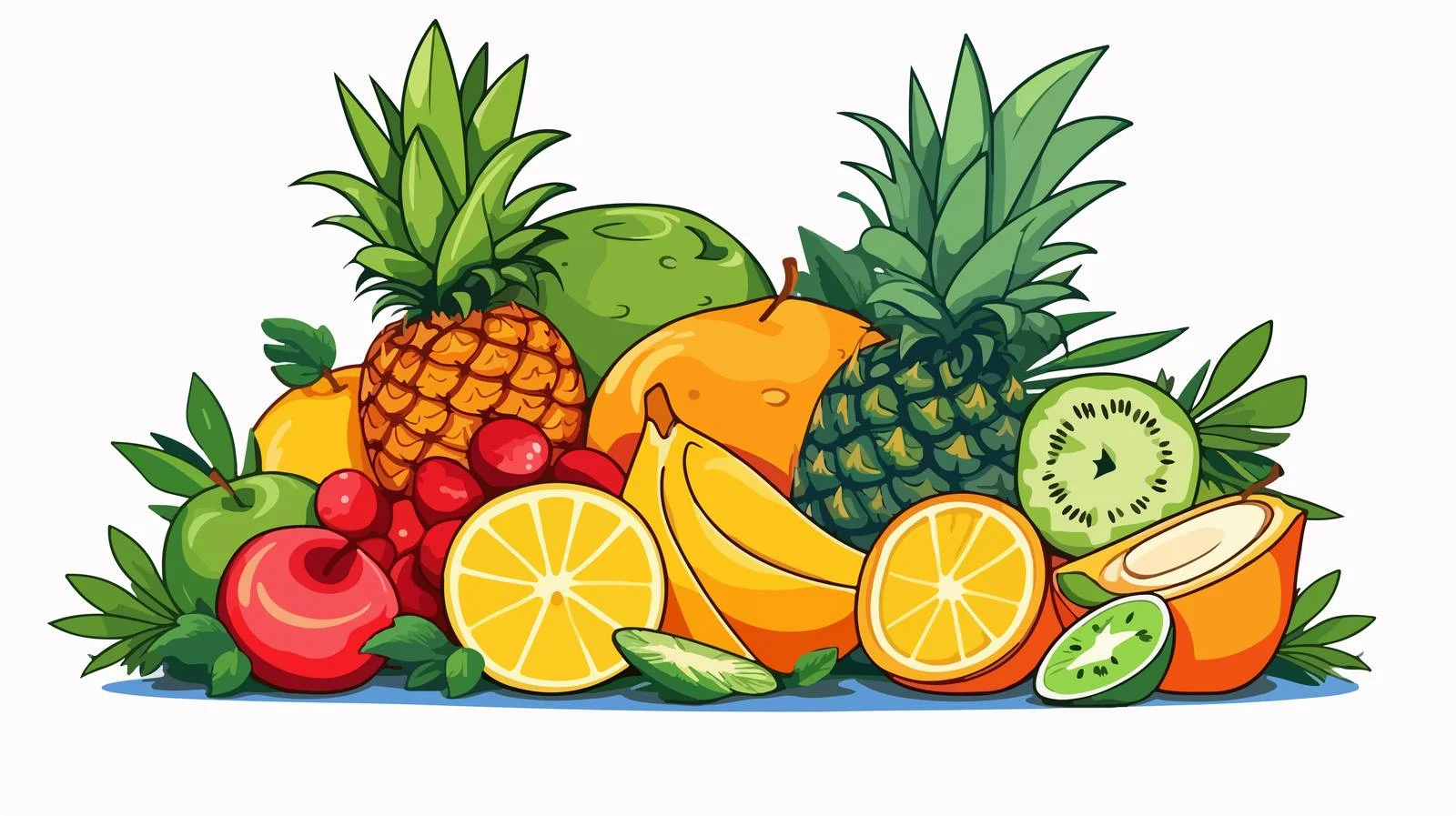 Vibrant Tropical Fruits Cartoon Illustration — free download from Dotvec
