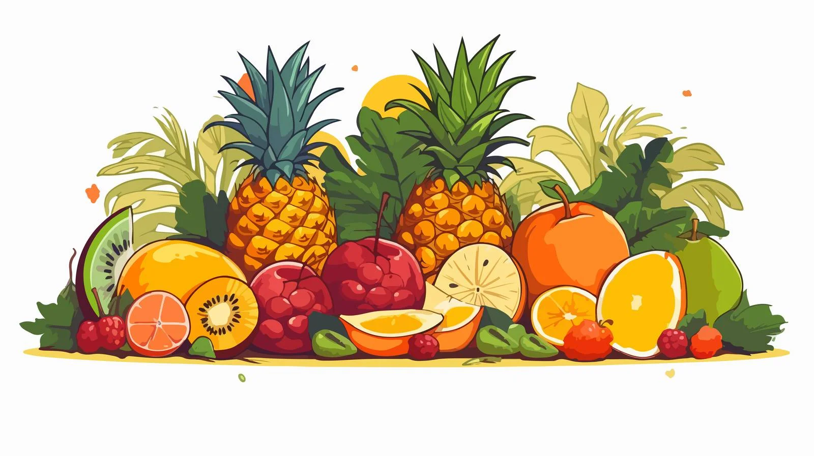 Tropical Fruits Cartoon Illustration — free download from Dotvec