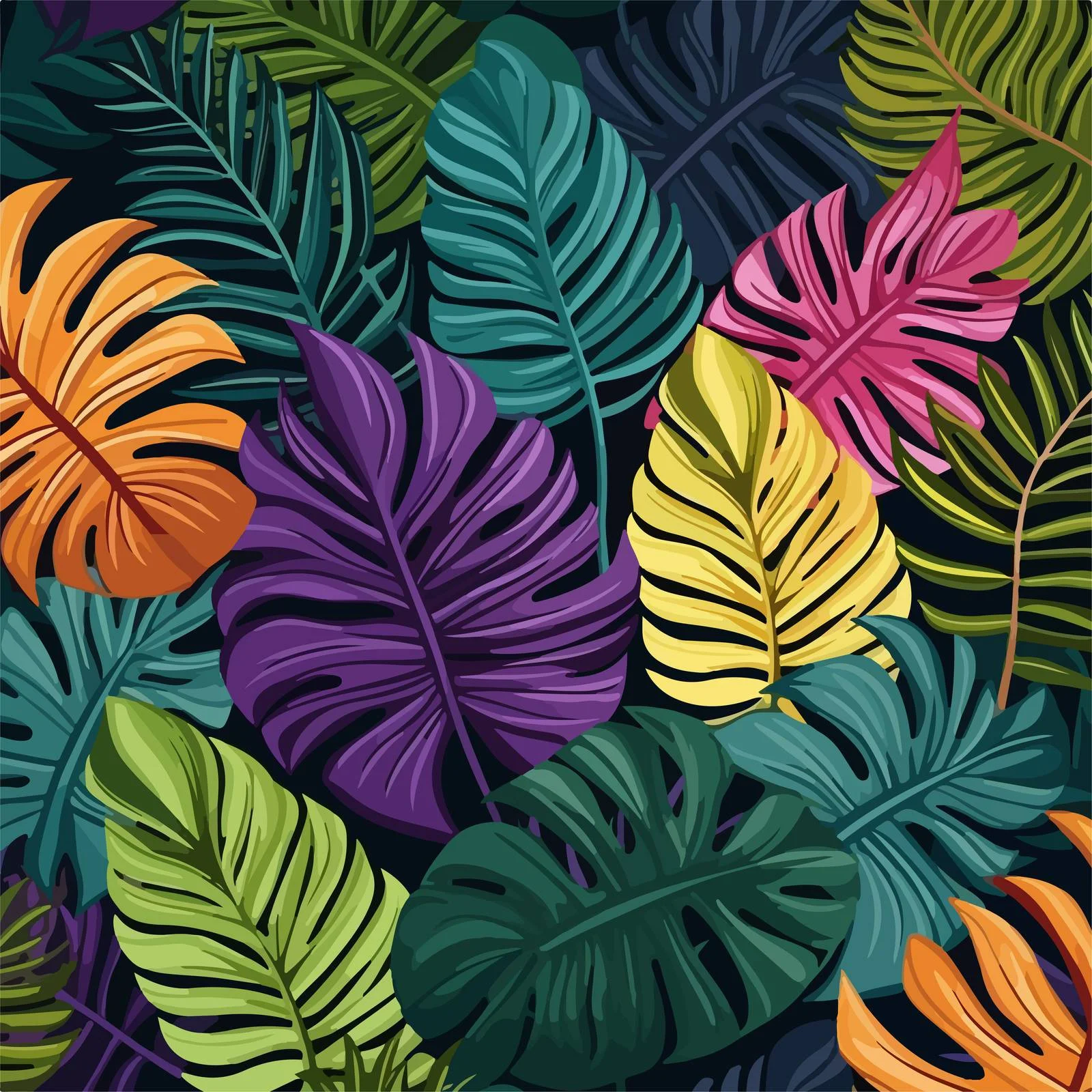 Exotic Foliage Variety Seamless Design Element — free download from Dotvec