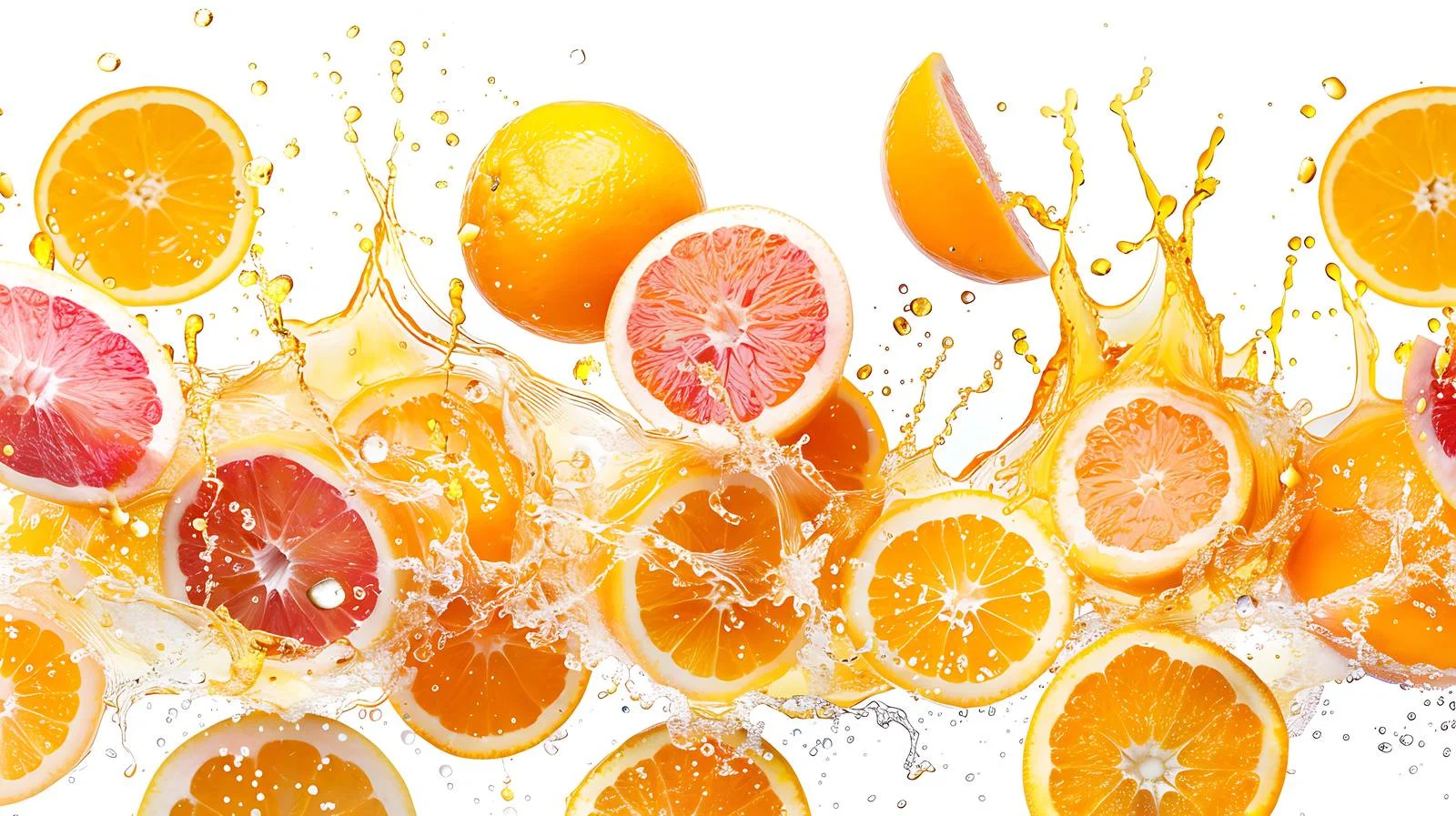 Vibrant Orange Fruits and Fresh Juice Splash — free download from Dotvec