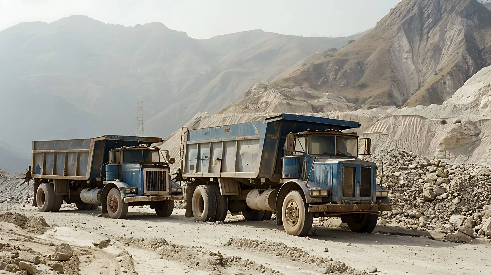 Heavy Trucks Parked by Desert Sand — free download from Dotvec