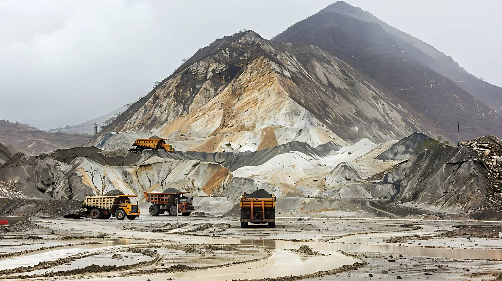Mining Trucks Parked in Front of Desert — free download from Dotvec