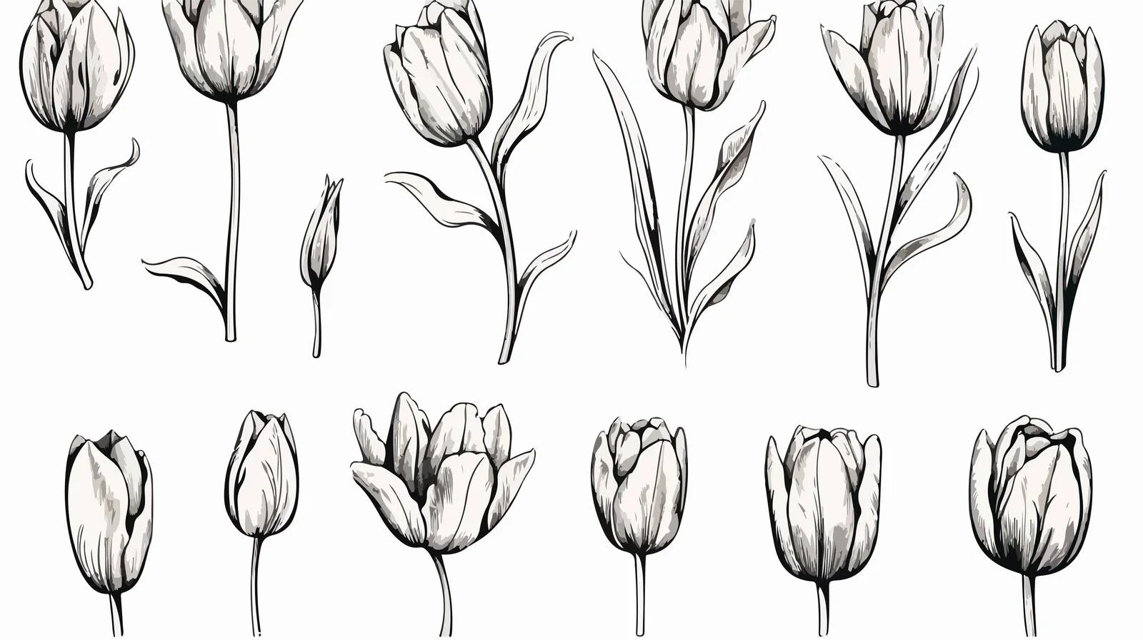 Hand-Drawn Tulip Set Sketch — free download from Dotvec