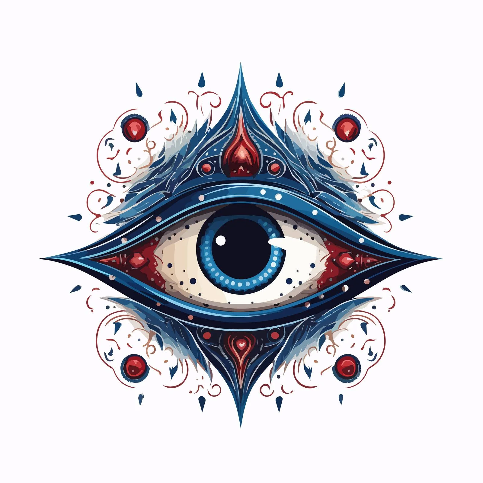 Divine Turkish Eye Gazing Downward with Stars — free download from Dotvec