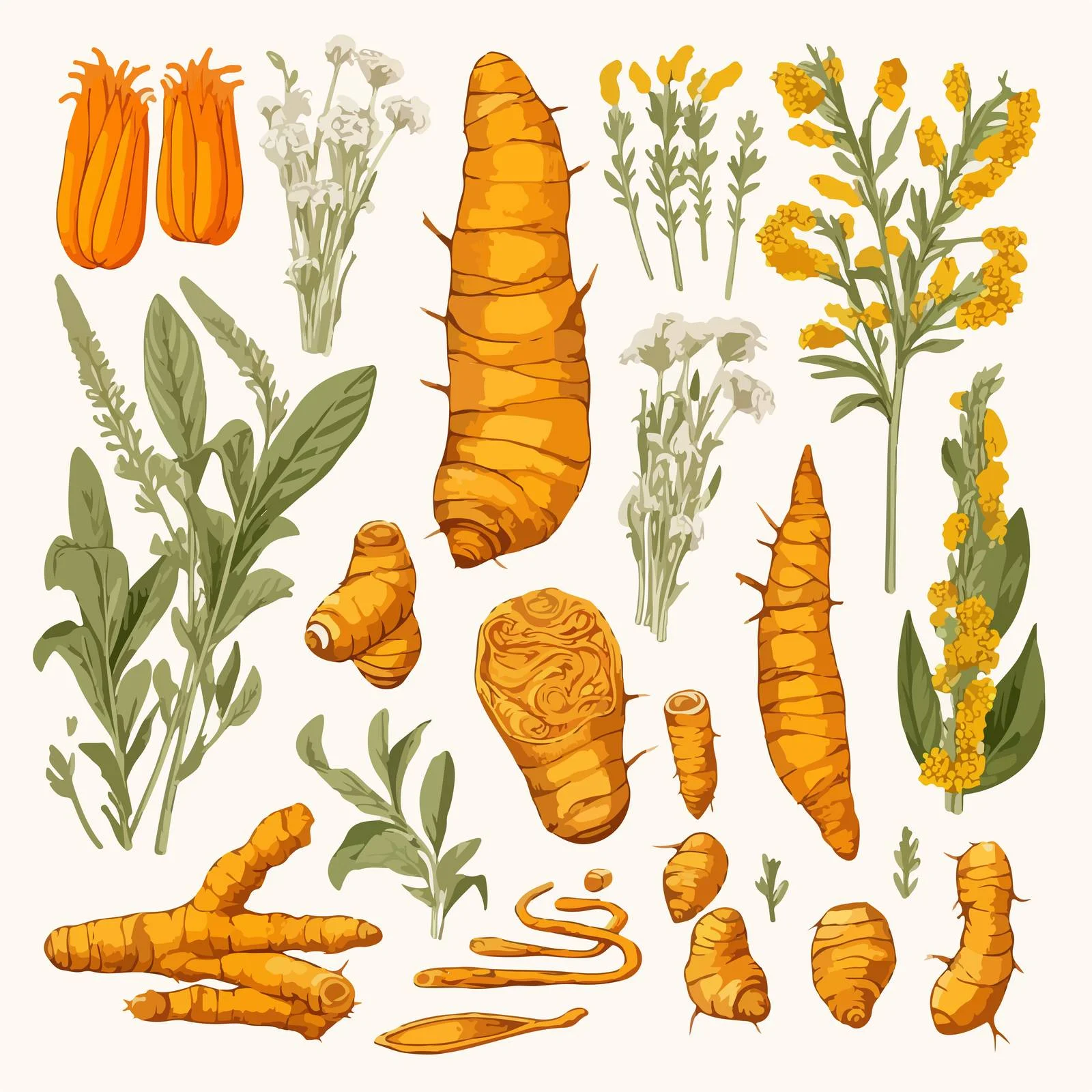 Turmeric Botanical Extract Medical Illustration Isolated — free download from Dotvec