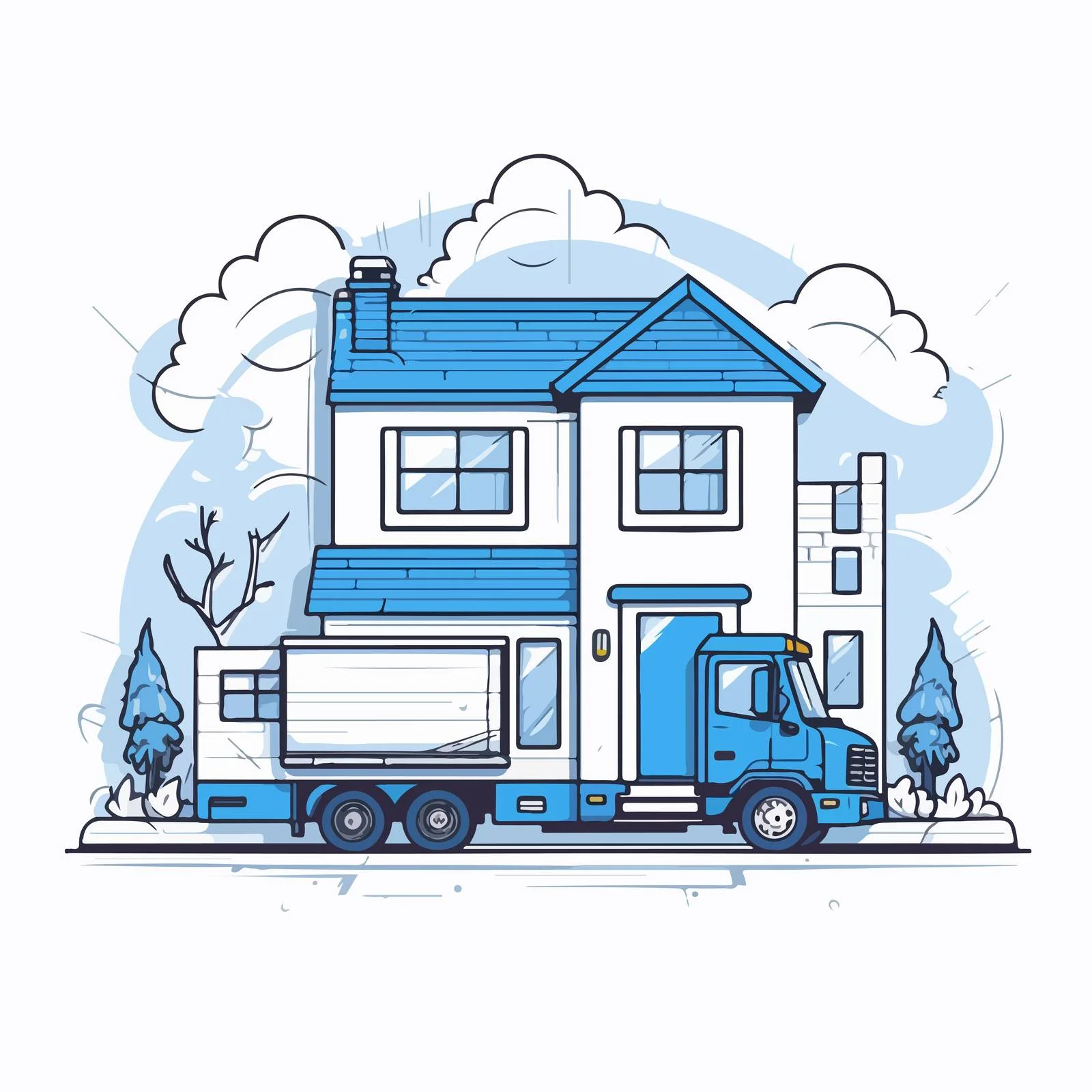 Classic Two-Storey Suburban Brick House – free porch image from Dotvec