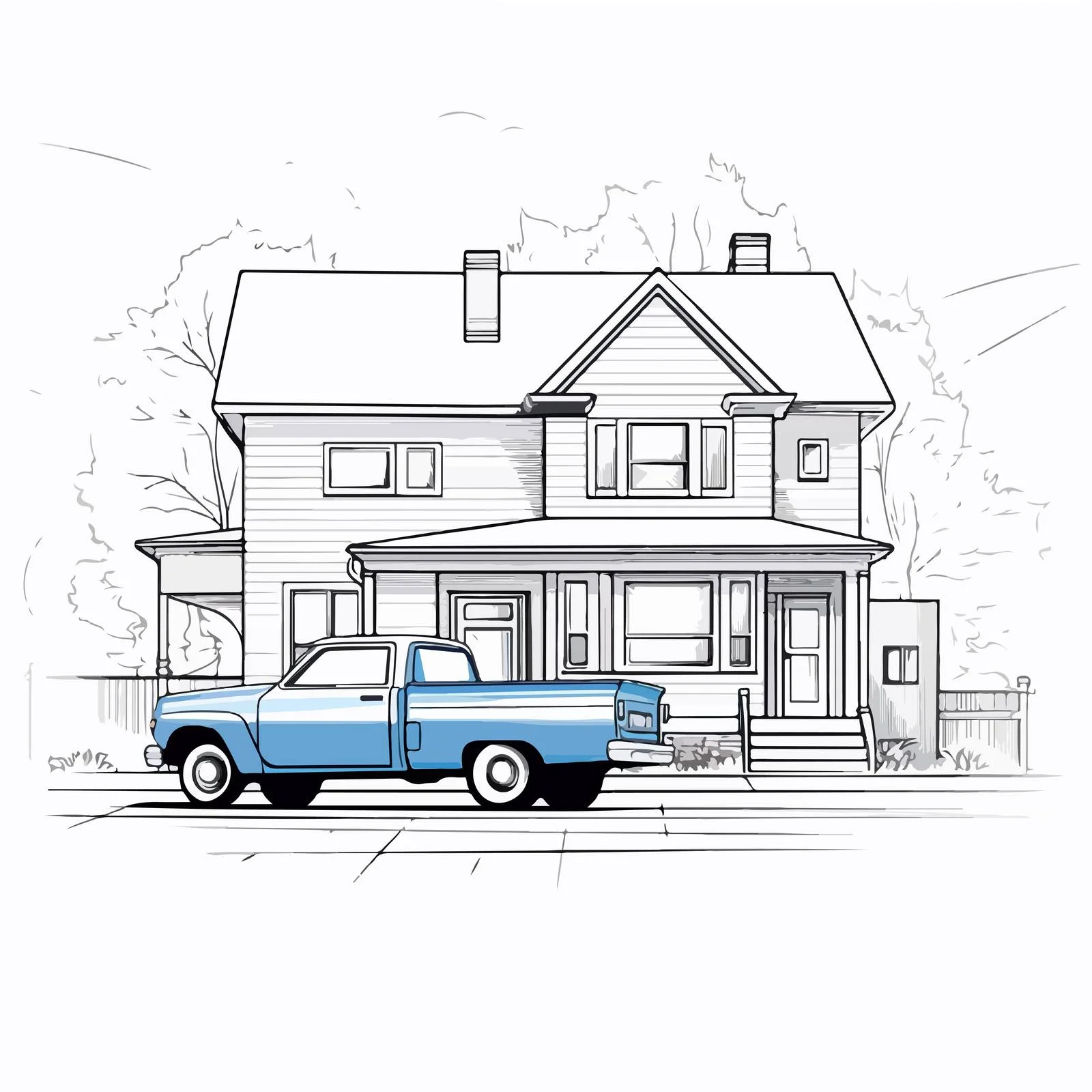 Elegant Two-Story Suburban Home with Brick Porch – free porch image from Dotvec