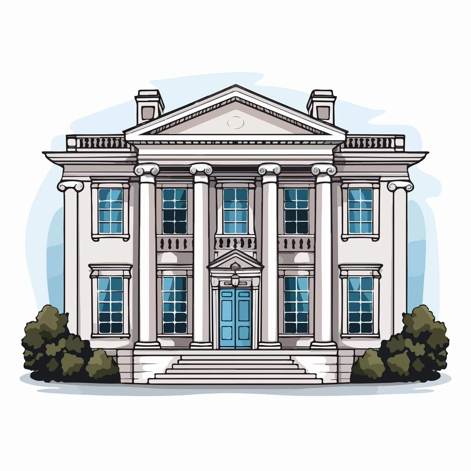 Classic Two-story Home with Porch and Columns – free porch image from Dotvec