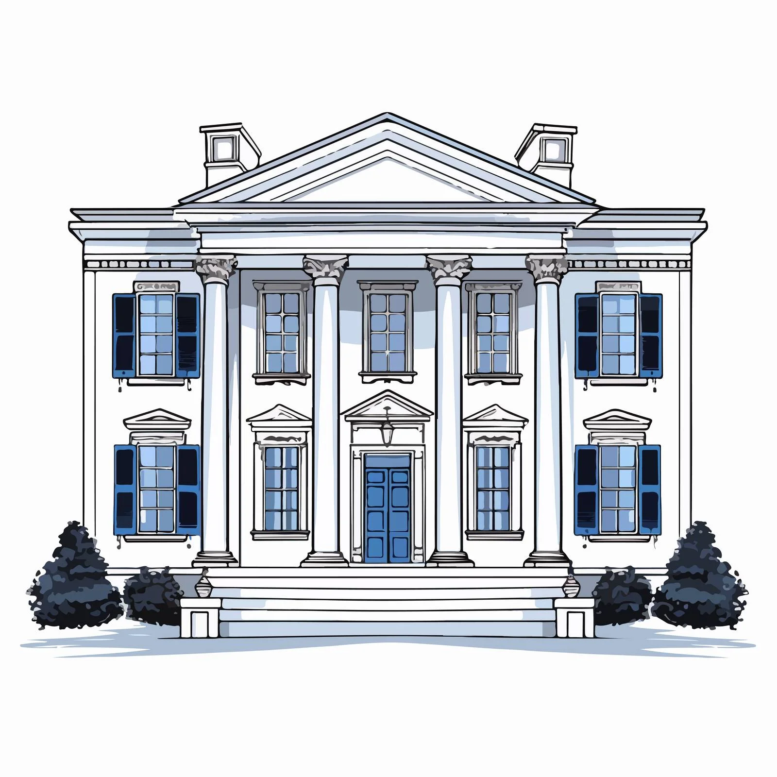 Classic Two-Story House with Porch — free download from Dotvec
