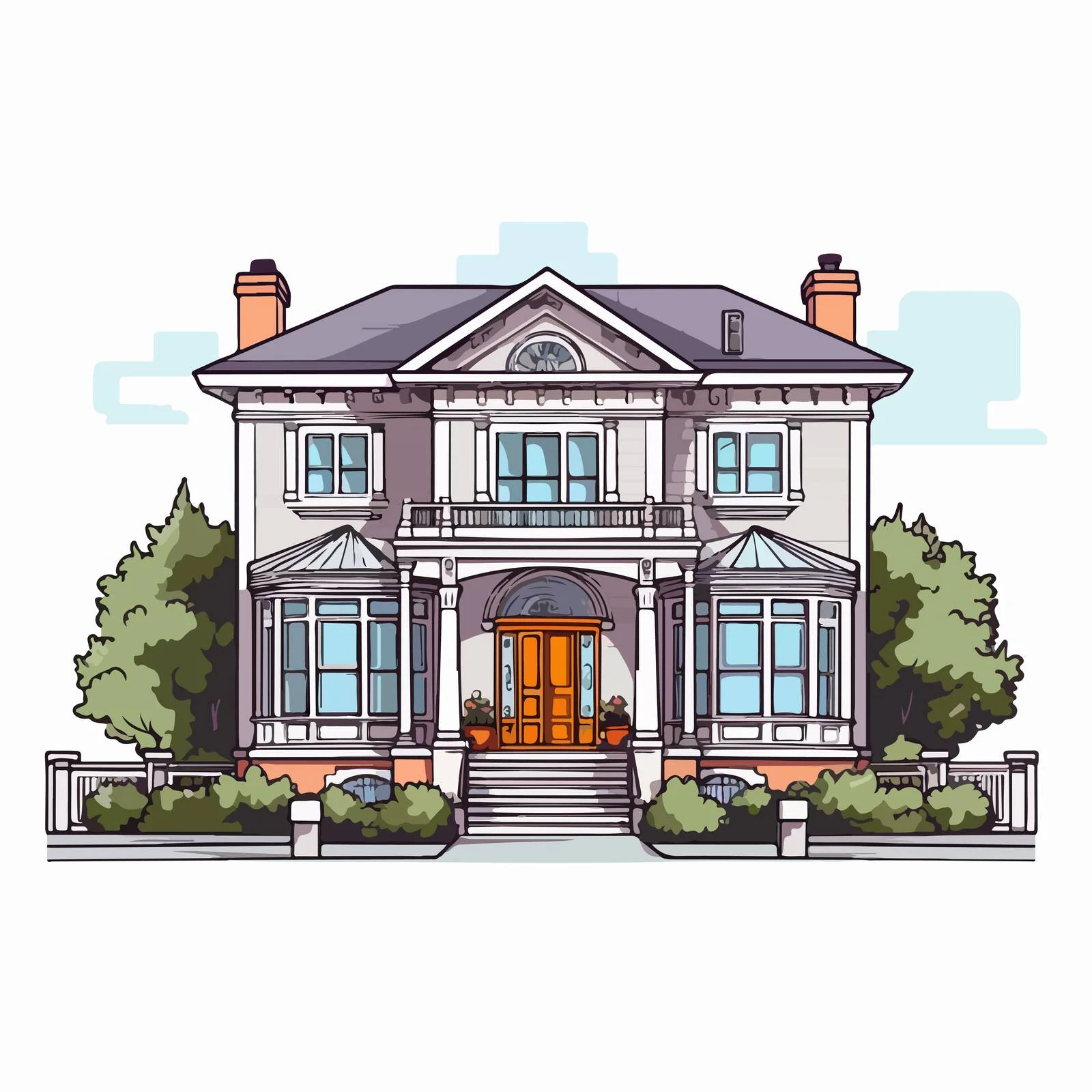 Elegant Two-Story Suburban Home with Columns – free porch image from Dotvec