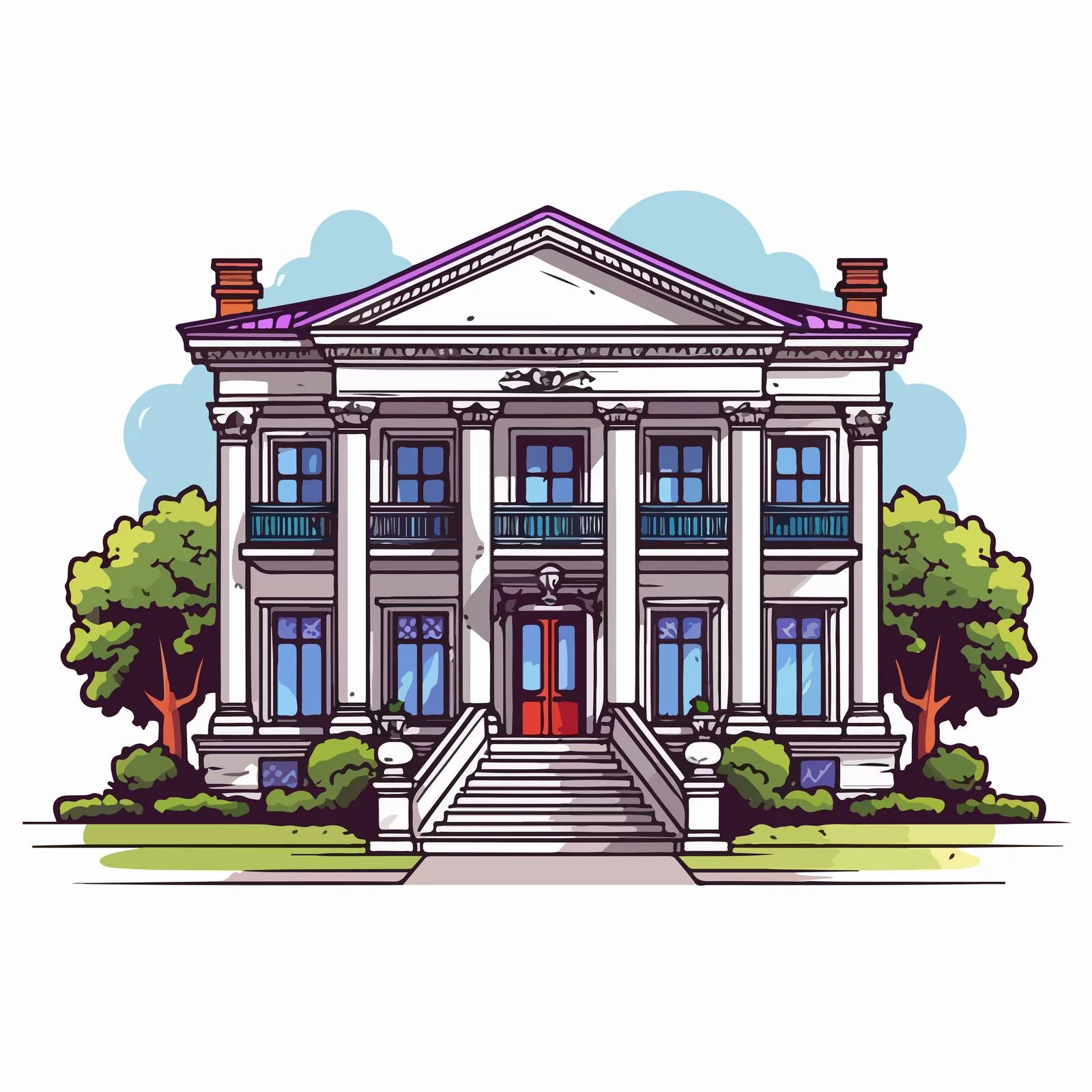 Modern Two-Story Suburban Home with Columns – free porch image from Dotvec