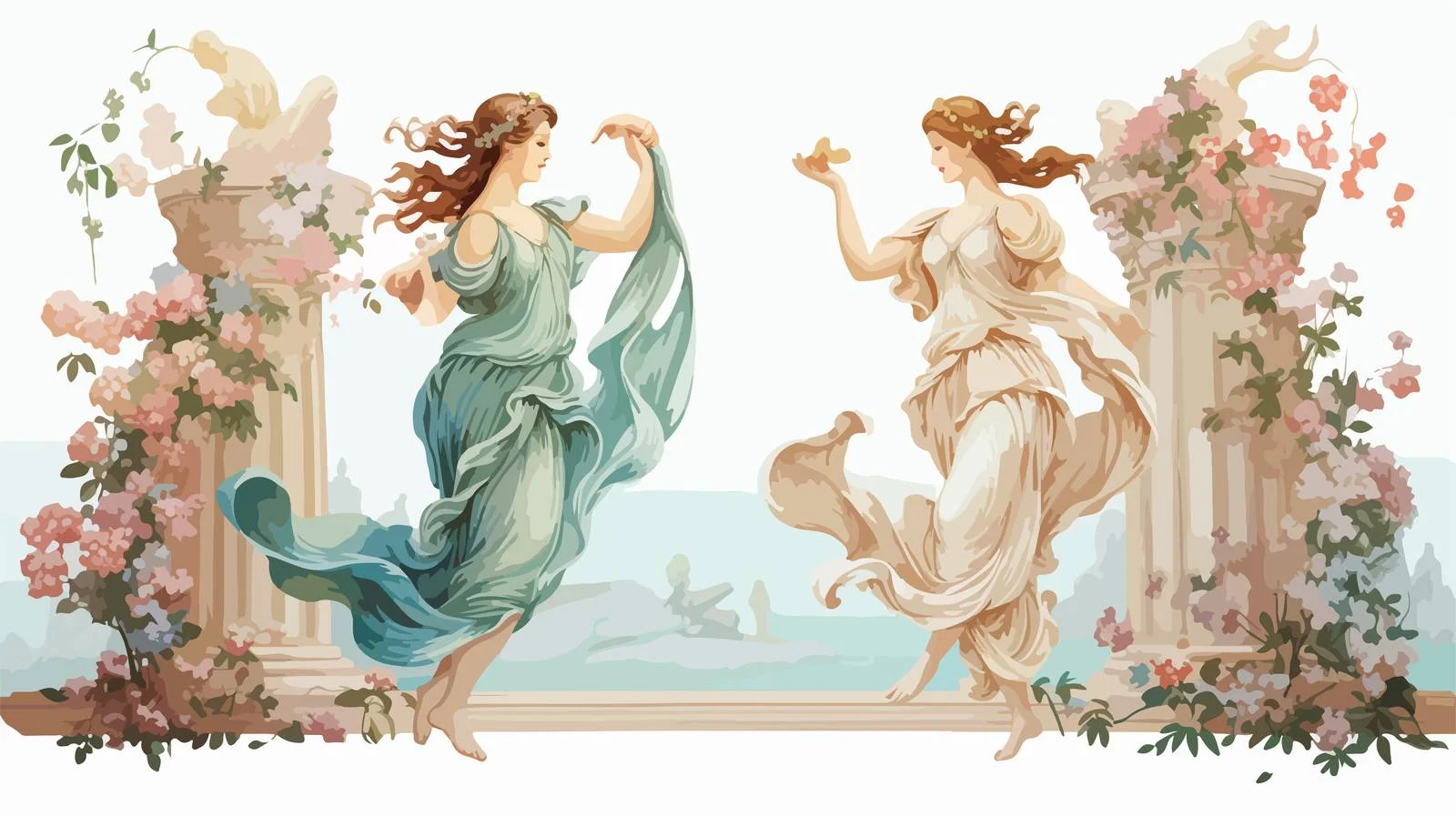 Ancient Greek Girls Dancing in Tunics — free download from Dotvec